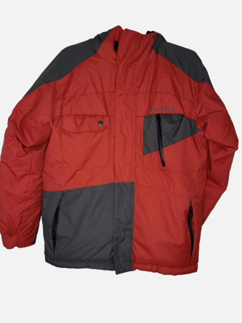 Columbia Youth 14/16 Winter Jacket Red Gray Omni-Shield Insulated Coat Boys Girl